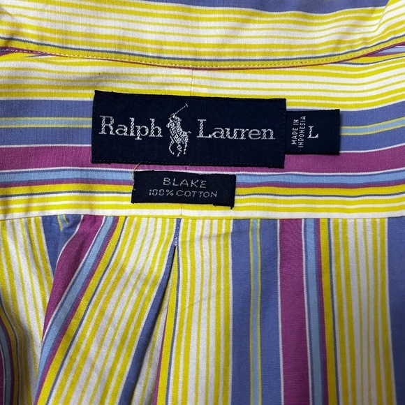 Ralph Lauren Shirt Dress Casual Versatile 100% Cotton Colourful Stripe Polo Logo - Picture 10 of 13